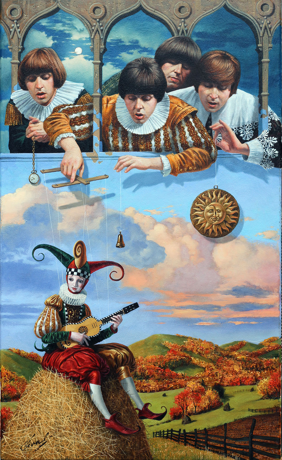 Michael Cheval - FOOL ON THE HILL - Oil on Canvas