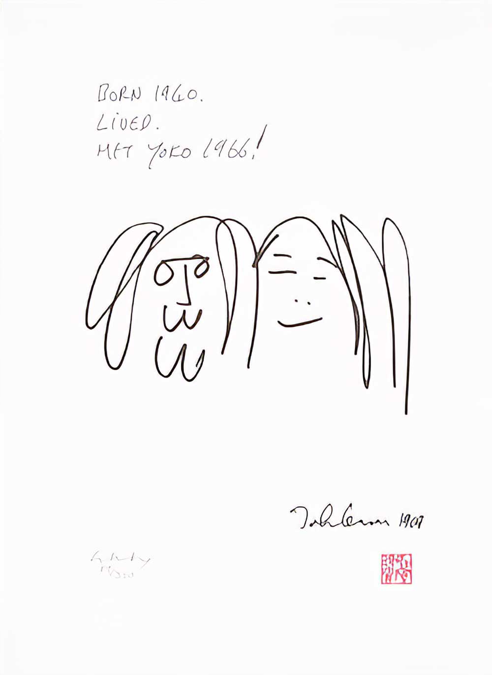 JOHN LENNON - DRAWING - LYRICS - Limited Edition print