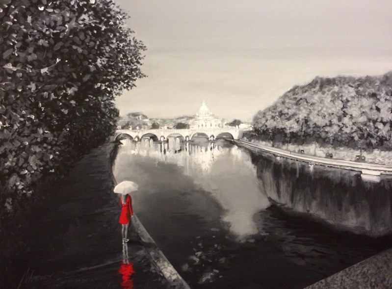 Shawn Mackey a walk ialong the river 30x40 - Original painting