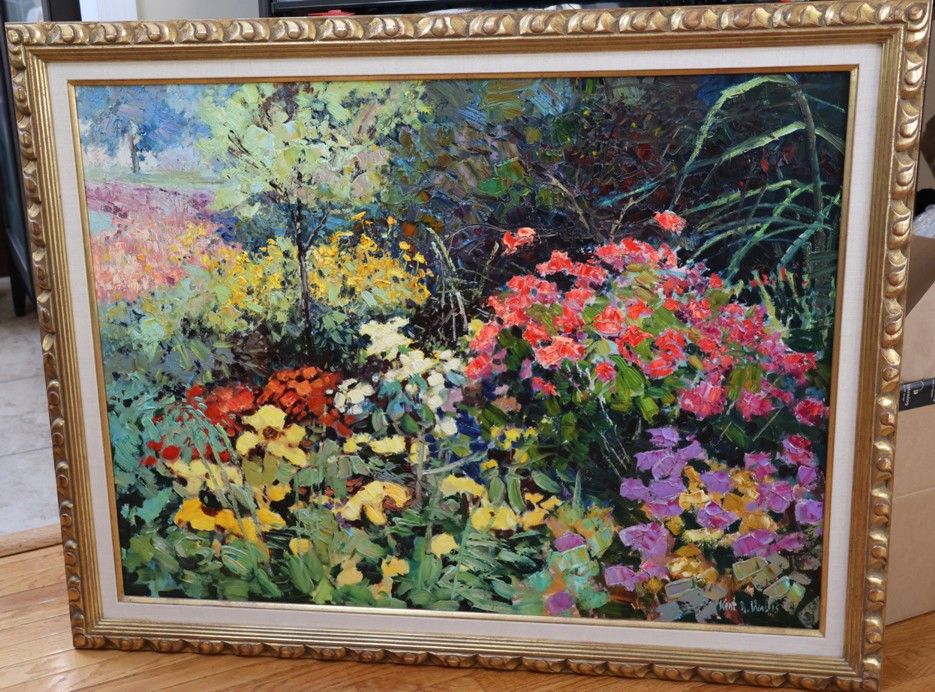 Kent Wallis - A WILD FLORAL SPOT - original painting on canvas